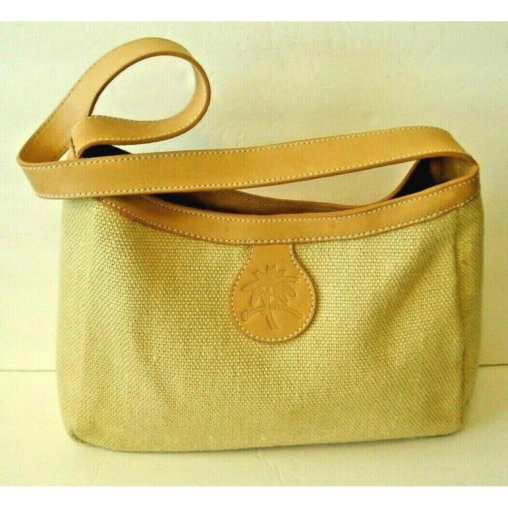 Tommy Bahama Womens Purse Tote Bag Shoulder Handbag Leather Trim Casual - Picture 2 of 9